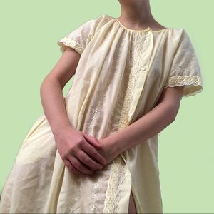 Vintage Light Yellow Long NightGown